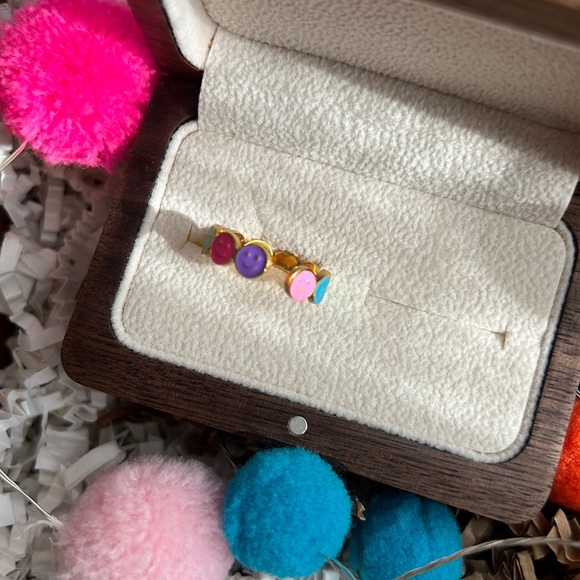 Happy Face Colorful Open Ring Size 6 - Picture 3 of 3